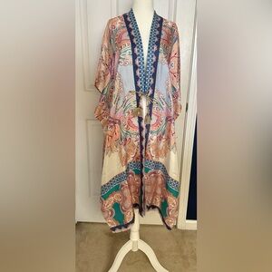 Bohemian Paisley Kimono with Tassels 100% Silk. 42” long.